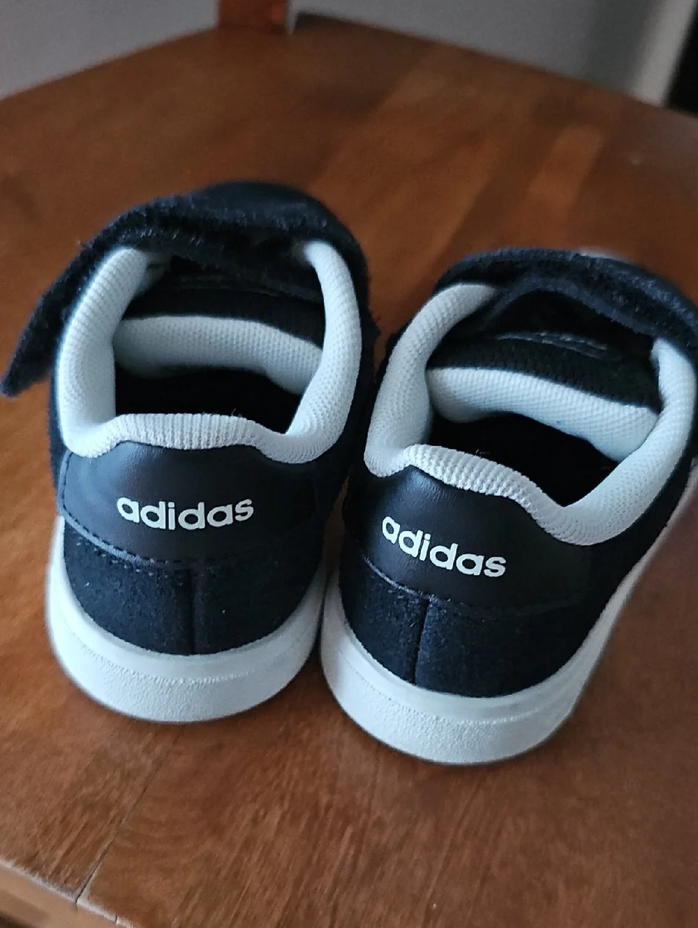 adidas Kids Black Suede Sneakers with White Stripes